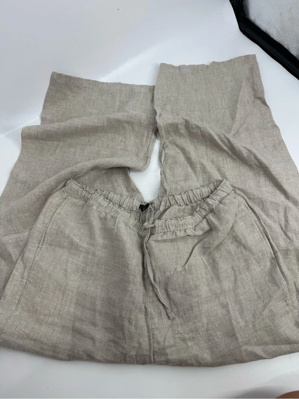 J. Crew Soleil Pants Flax Linen High Waist Soft Comfy Casual Natural Size LT
